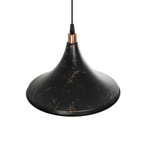 GloboStar® MARBLE 203-0099 Μοντέρνο Κρεμαστό Φωτιστικό Καμπάνα Μονόφωτο 1 x E27 IP20 Μαύρο & Χρυσό Πλαστικό - Μ30 x Π30 x Υ20cm