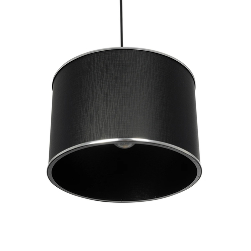 GloboStar® ELECTRA 203-0111 Μοντέρνο Κρεμαστό Φωτιστικό Καπέλο Μονόφωτο 1 x E27 IP20 Mαύρο Ύφασμα με Ασημί Μέταλλο - Μ30 x Π30 x Υ23cm