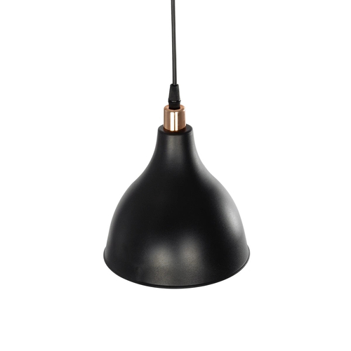 GloboStar® RADE 203-0124 Μοντέρνο Κρεμαστό Φωτιστικό Καμπάνα Μονόφωτο 1 x E27 IP20 Μαύρο με Χρυσό Πλαστικό - Μ17.5 x Π17.5 x Υ56cm