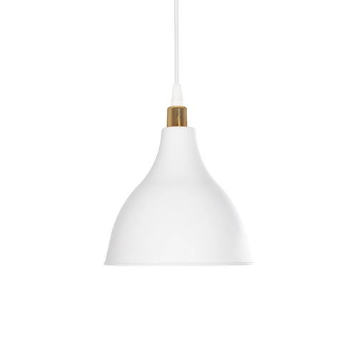 GloboStar® RADE 203-0125 Μοντέρνο Κρεμαστό Φωτιστικό Καμπάνα Μονόφωτο 1 x E27 IP20 Λευκό με Χρυσό Πλαστικό - Μ17.5 x Π17.5 x Υ56cm