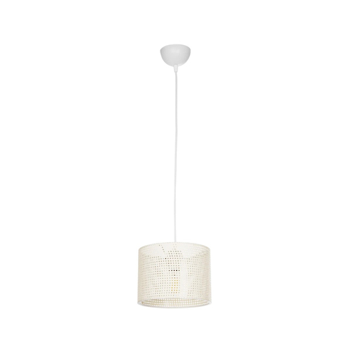 GloboStar® CLAIRIE 203-0134 Μοντέρνο Κρεμαστό Φωτιστικό Καπέλο Μονόφωτο 1 x E27 IP20 Λευκό Ύφασμα - Μ22 x Π22 x Υ93cm