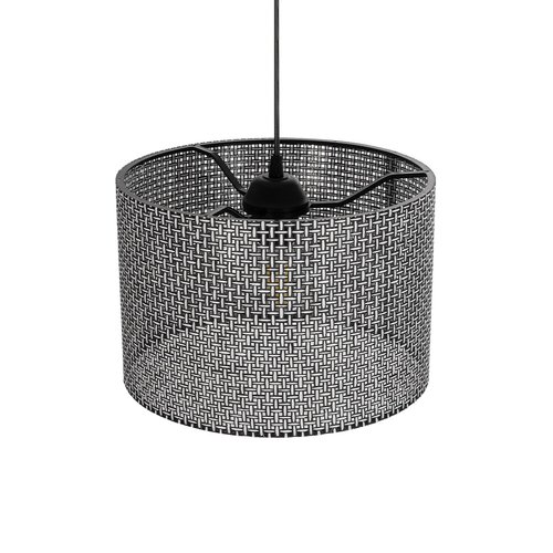 GloboStar® CLAIRIE 203-0136 Μοντέρνο Κρεμαστό Φωτιστικό Καπέλο Μονόφωτο 1 x E27 IP20 Μαύρο Ύφασμα - Μ30 x Π30 x Υ93cm