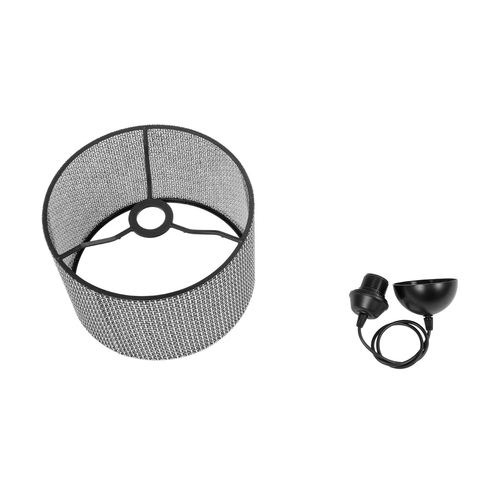 GloboStar® CLAIRIE 203-0136 Μοντέρνο Κρεμαστό Φωτιστικό Καπέλο Μονόφωτο 1 x E27 IP20 Μαύρο Ύφασμα - Μ30 x Π30 x Υ93cm