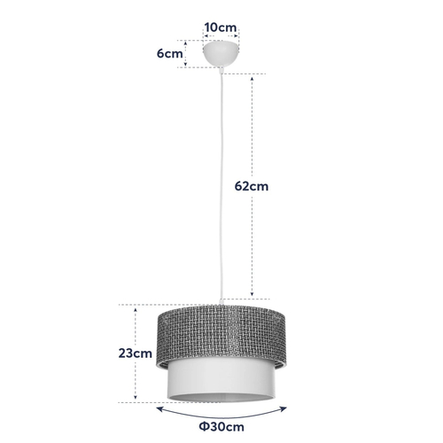 GloboStar® SISSIE 203-0138 Μοντέρνο Κρεμαστό Φωτιστικό Καπέλο Μονόφωτο 1 x E27 IP20 Καφέ & Μπεζ Ύφασμα - Μ30 x Π30 x Υ93cm