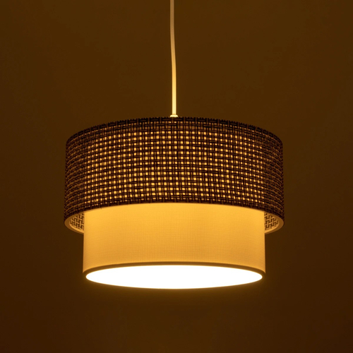 GloboStar® SISSIE 203-0138 Μοντέρνο Κρεμαστό Φωτιστικό Καπέλο Μονόφωτο 1 x E27 IP20 Καφέ & Μπεζ Ύφασμα - Μ30 x Π30 x Υ93cm