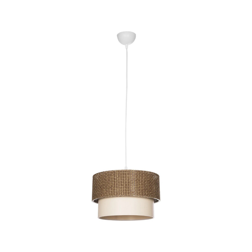 GloboStar® SISSIE 203-0138 Μοντέρνο Κρεμαστό Φωτιστικό Καπέλο Μονόφωτο 1 x E27 IP20 Καφέ & Μπεζ Ύφασμα - Μ30 x Π30 x Υ93cm