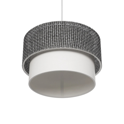 GloboStar® SISSIE 203-0139 Μοντέρνο Κρεμαστό Φωτιστικό Καπέλο Μονόφωτο 1 x E27 IP20 Μαύρο & Λευκό Ύφασμα - Μ30 x Π30 x Υ93cm