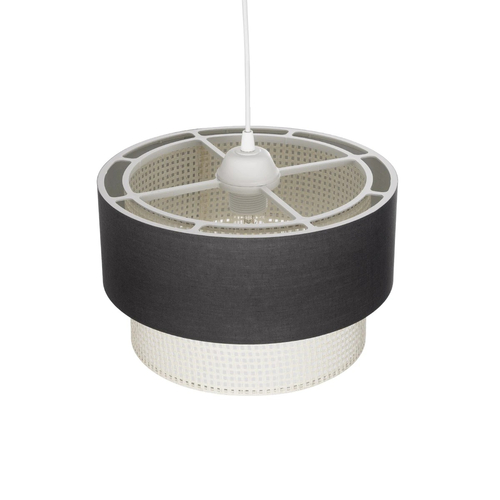 GloboStar® SISSIE 203-0140 Μοντέρνο Κρεμαστό Φωτιστικό Καπέλο Μονόφωτο 1 x E27 IP20 Γκρι & Λευκό Ύφασμα -Μ30 x Π30 x Υ93cm