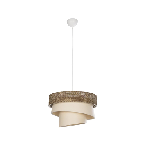 GloboStar® SIERA 203-0169 Μοντέρνο Κρεμαστό Φωτιστικό Καπέλο Μονόφωτο 1 x E27 IP20 Καφέ & Σκούρο Μπεζ Ύφασμα - Μ38 x Π38 x Υ95cm