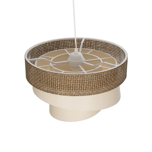 GloboStar® SIERA 203-0169 Μοντέρνο Κρεμαστό Φωτιστικό Καπέλο Μονόφωτο 1 x E27 IP20 Καφέ & Σκούρο Μπεζ Ύφασμα - Μ38 x Π38 x Υ95cm
