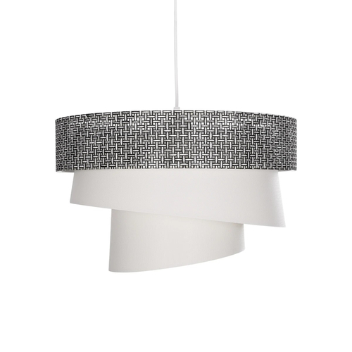 GloboStar® SIERA 203-0170 Μοντέρνο Κρεμαστό Φωτιστικό Καπέλο Μονόφωτο 1 x E27 IP20 Γκρι & Λευκό Ύφασμα - Μ38 x Π38 x Υ95cm