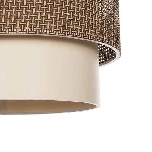 GloboStar® LIVI 203-0175 Μοντέρνο Κρεμαστό Φωτιστικό Καπέλο Μονόφωτο 1 x E27 IP20 Σκούρο Καφέ & Λευκό Ύφασμα - Μ38 x Π38 x Υ95cm