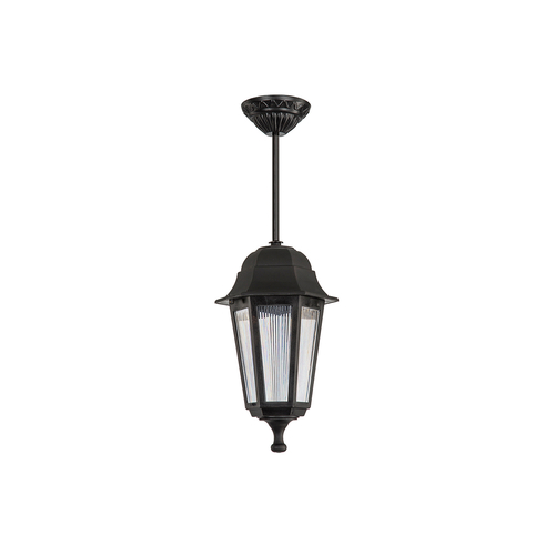 GloboStar® VITRO 203-0189 Vintage Κρεμαστό Φωτιστικό Φαναράκι Μονόφωτο 1 x E27 IP44 Μαύρο Πλαστικό Σώμα - Μ16 x Π16 x Υ48cm