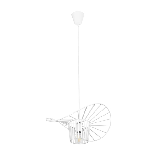 GloboStar® LUMINOVA 61463 Μοντέρνο Κρεμαστό Φωτιστικό Πλέγμα Μονόφωτο 1 x E27 IP20 Λευκό Σχοινί με Λευκό Σύρμα - Μ42 x Π42 x Υ20.5cm
