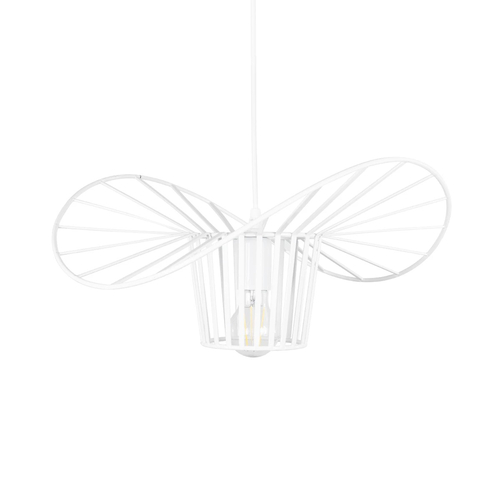 GloboStar® LUMINOVA 61463 Μοντέρνο Κρεμαστό Φωτιστικό Πλέγμα Μονόφωτο 1 x E27 IP20 Λευκό Σχοινί με Λευκό Σύρμα - Μ42 x Π42 x Υ20.5cm