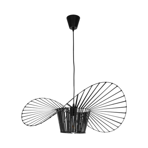 GloboStar® LUMINOVA 61464 Μοντέρνο Κρεμαστό Φωτιστικό Πλέγμα Μονόφωτο 1 x E27 IP20 Μαύρο Σχοινί με Μαύρο Σύρμα - Μ65 x Π65 x Υ25cm