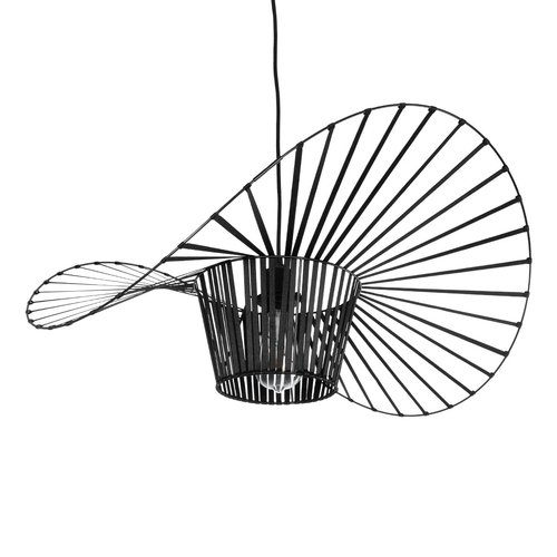 GloboStar® LUMINOVA 61464 Μοντέρνο Κρεμαστό Φωτιστικό Πλέγμα Μονόφωτο 1 x E27 IP20 Μαύρο Σχοινί με Μαύρο Σύρμα - Μ65 x Π65 x Υ25cm