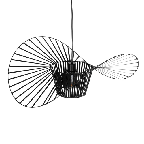 GloboStar® LUMINOVA 61464 Μοντέρνο Κρεμαστό Φωτιστικό Πλέγμα Μονόφωτο 1 x E27 IP20 Μαύρο Σχοινί με Μαύρο Σύρμα - Μ65 x Π65 x Υ25cm