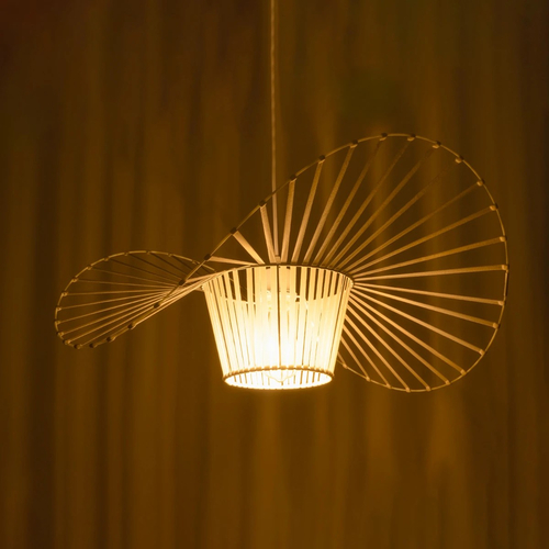GloboStar® LUMINOVA 61465 Μοντέρνο Κρεμαστό Φωτιστικό Πλέγμα Μονόφωτο 1 x E27 IP20 Λευκό Σχοινί με Λευκό Σύρμα - Μ65 x Π65 x Υ25cm