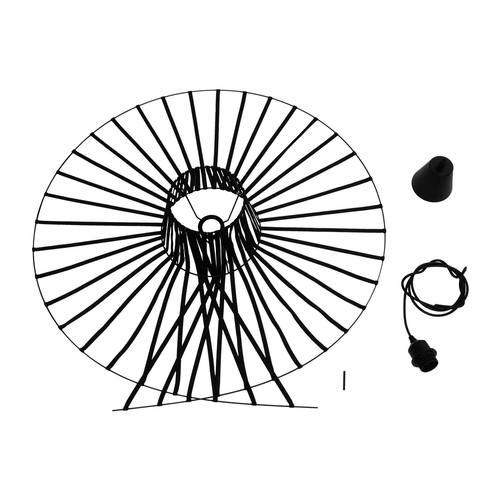 GloboStar® LUMINOVA 61466 Μοντέρνο Κρεμαστό Φωτιστικό Πλέγμα Μονόφωτο 1 x E27 IP20 Μαύρο Σχοινί με Μαύρο Σύρμα - Μ80 x Π80 x Υ30cm