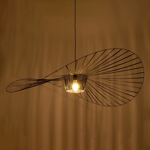 GloboStar® LUMINOVA 61468 Μοντέρνο Κρεμαστό Φωτιστικό Πλέγμα Μονόφωτο 1 x E27 IP20 Μαύρο Σχοινί με Μαύρο Σύρμα - Μ140 x Π140 x Υ34cm