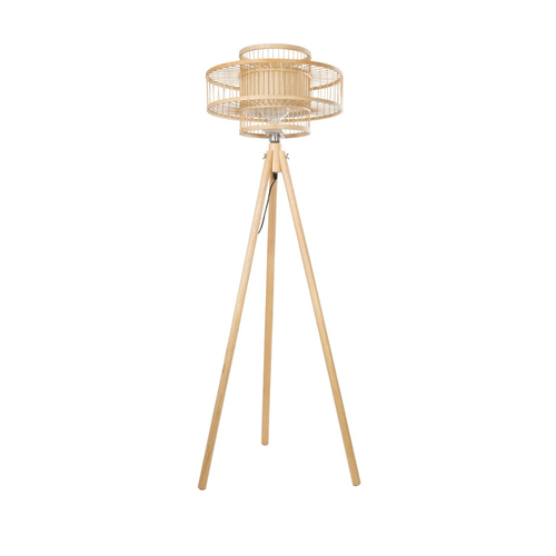 GloboStar® POPPY 01989 Boho Επιδαπέδιο Φωτιστικό Μονόφωτο 1 x E27 IP20 Μπεζ Ξύλο - Μ58 x Π58 x Υ149cm GloboStar® POPPY 01989 Boho Επιδαπέδιο Φωτιστικό Μονόφωτο 1 x E27 IP20 Μπεζ Ξύλο - Μ58 x Π58 x Υ149cm