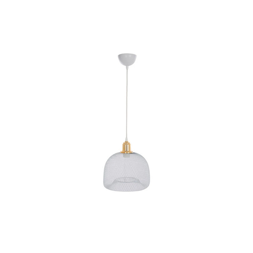 GloboStar® GLOZIA 201-0017 Μοντέρνο Κρεμαστό Φωτιστικό Πλέγμα Μονόφωτο 1 x E27 IP20 Λευκό & Χρυσό Μέταλλο - Μ26x Π26 x Υ70cm