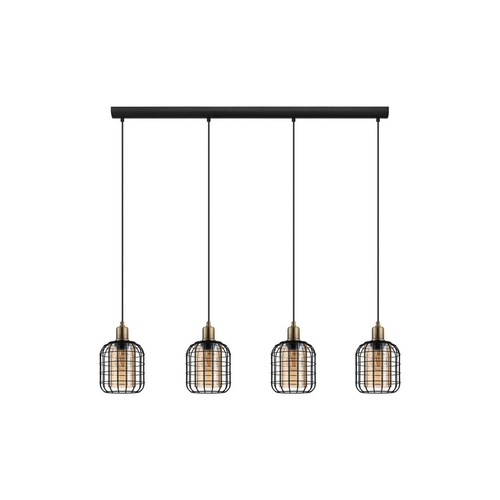 GloboStar® PULSAR 201-0103 Vintage Κρεμαστό Φωτιστικό Ράγα Πολύφωτο 4 x E27 IP20 Μαύρο Μέταλλο - Μ70 x Π20 x Υ80cm
