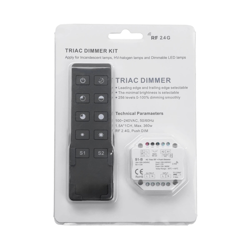 GloboStar® 73125 S1-B+R1 SKYDANCE ΣΕΤ Dimmer & Ασύρματο Χειριστήριο Αφής 1 Group RF 2.4Ghz 1.5A Max AC100-240V (360W) - DC 3V IP20 - 5 Χρόνια Εγγύηση