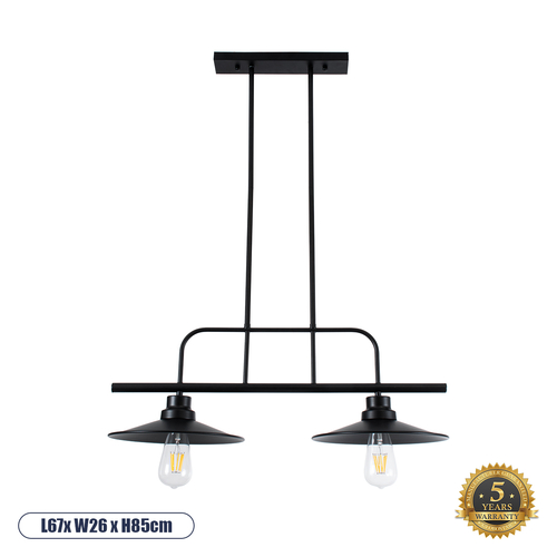 GloboStar® REGAL 01007 Vintage Φωτιστικό Οροφής Ράγα Δίφωτο 2 x E27 IP20 Μαύρο Μέταλλο - Μ67 x Π26 x Υ85cm GloboStar® REGAL 01007 Vintage Φωτιστικό Οροφής Ράγα Δίφωτο 2 x E27 IP20 Μαύρο Μέταλλο - Μ67 x Π26 x Υ85cm
