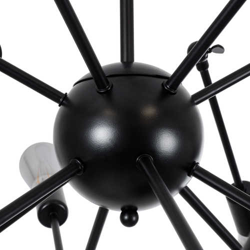GloboStar® SPIDER 01012 Vintage Φωτιστικό Οροφής Πλέγμα Πολύφωτο 12 x E27 IP20 Μαύρο Μέταλλο - Μ100 x Π100 x Υ40cm