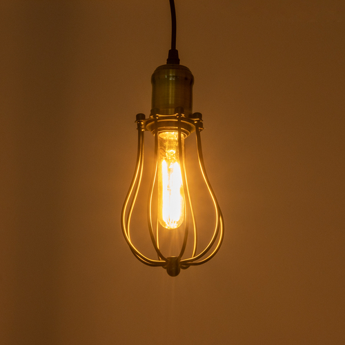 GloboStar® CAMBER 01016 Vintage Κρεμαστό Φωτιστικό Πλέγμα Μονόφωτο 1 x E27 IP20 Μαύρο & Χρυσό Μέταλλο - Μ12 x Π12 x Υ18cm