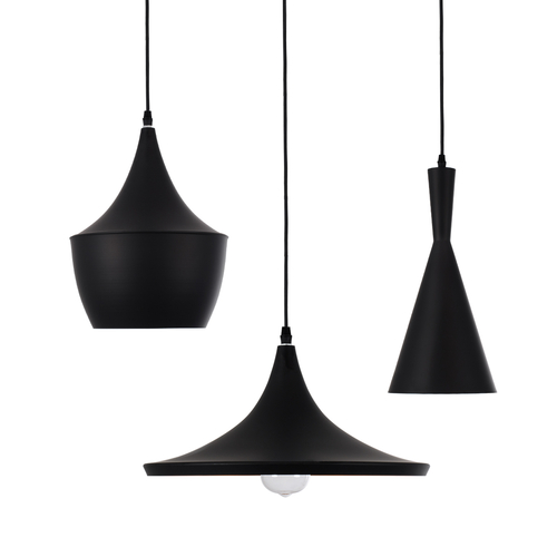 GloboStar® SHANGHAI 01025 Μοντέρνο Κρεμαστό Φωτιστικό Καμπάνα Σετ Τρίφωτο 3 x E27 IP20 Μαύρο & Χρυσό Μέταλλο - Μ79.5 x Π79.5 x Υ38cm