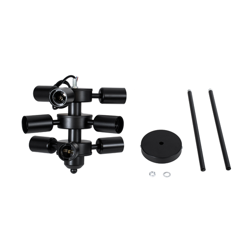 GloboStar® DELIR 01035 Μοντέρνο Φωτιστικό Οροφής Πλέγμα Πολύφωτο 9 x E27 IP20 Μαύρο Μέταλλο - Μ24 x Π24 x Υ23cm