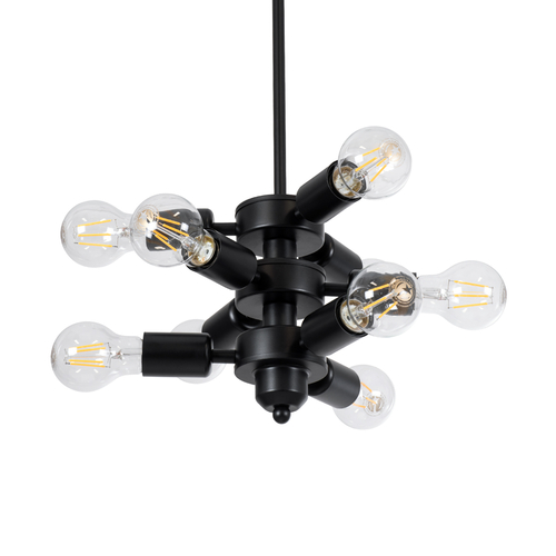 GloboStar® DELIR 01035 Μοντέρνο Φωτιστικό Οροφής Πλέγμα Πολύφωτο 9 x E27 IP20 Μαύρο Μέταλλο - Μ24 x Π24 x Υ23cm