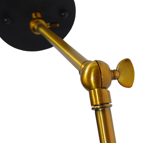 GloboStar® CRUCE 01037 Vintage Επιτοίχιο Φωτιστικό Απλίκα Μονόφωτο 1 x E27 IP20 Μαύρο & Χρυσό Μέταλλο - Μ19 x Π63 x Υ77cm