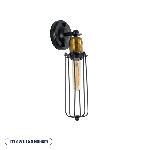 GloboStar® CATEL 01055 Vintage Επιτοίχιο Φωτιστικό Απλίκα Μονόφωτο 1 x E27 IP20 Μαύρο & Χρυσό Μέταλλο - Μ11 x Π10.5 x Υ36cm GloboStar® CATEL 01055 Vintage Επιτοίχιο Φωτιστικό Απλίκα Μονόφωτο 1 x E27 IP20 Μαύρο & Χρυσό Μέταλλο - Μ11 x Π10.5 x Υ36cm