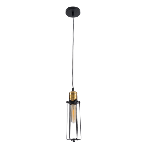 GloboStar® KLECE 01057 Vintage Κρεμαστό Φωτιστικό Ανάρτηση Μονόφωτο 1 x E27 IP20 Μαύρο & Χρυσό Μέταλλο - Μ8 x Π8 x Υ28cm