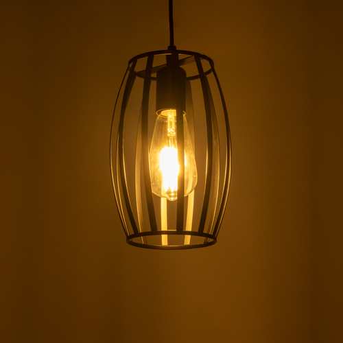 GloboStar® ZEBRA 01062 Vintage Κρεμαστό Φωτιστικό Πλέγμα Μονόφωτο 1 x E27 IP20 Μαύρο Μέταλλο - Μ15 x Π15 x Y24cm