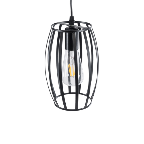 GloboStar® ZEBRA 01062 Vintage Κρεμαστό Φωτιστικό Πλέγμα Μονόφωτο 1 x E27 IP20 Μαύρο Μέταλλο - Μ15 x Π15 x Y24cm