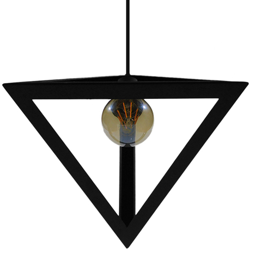 GloboStar® TRIANGLE 01063 Μοντέρνο Κρεμαστό Φωτιστικό Ανάρτηση Μονόφωτο 1 x E27 IP20 Μαύρο Μέταλλο - Μ25 x Π25 x Y21cm