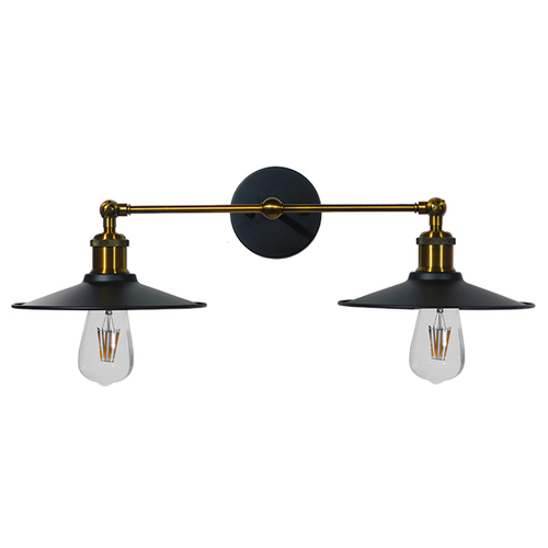GloboStar® MINIMALL 01069 Vintage Επιτοίχιο Φωτιστικό Απλίκα Δίφωτο 2 x E27 IP20 Μαύρο & Χρυσό Μέταλλο - Μ30 x Π60 x Υ18cm GloboStar® MINIMALL 01069 Vintage Επιτοίχιο Φωτιστικό Απλίκα Δίφωτο 2 x E27 IP20 Μαύρο & Χρυσό Μέταλλο - Μ30 x Π60 x Υ18cm