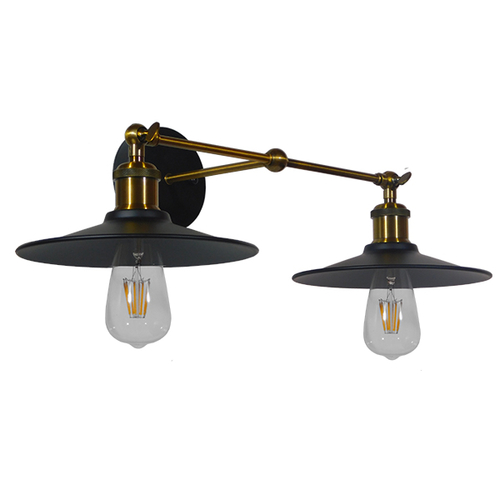 GloboStar® MINIMALL 01069 Vintage Επιτοίχιο Φωτιστικό Απλίκα Δίφωτο 2 x E27 IP20 Μαύρο & Χρυσό Μέταλλο - Μ30 x Π60 x Υ18cm GloboStar® MINIMALL 01069 Vintage Επιτοίχιο Φωτιστικό Απλίκα Δίφωτο 2 x E27 IP20 Μαύρο & Χρυσό Μέταλλο - Μ30 x Π60 x Υ18cm