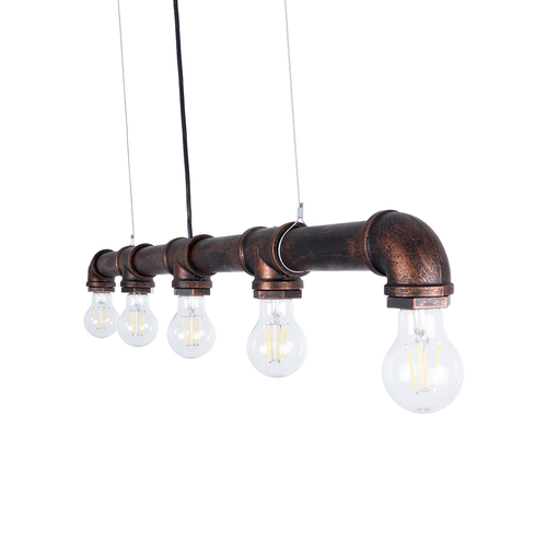 GloboStar® CANAL 01070 Vintage Κρεμαστό Φωτιστικό Ράγα Πολύφωτο 5 x E27 IP20 Χάλκινο Μέταλλο - Μ88 x Π5 x Υ7cm GloboStar® CANAL 01070 Vintage Κρεμαστό Φωτιστικό Ράγα Πολύφωτο 5 x E27 IP20 Χάλκινο Μέταλλο - Μ88 x Π5 x Υ7cm