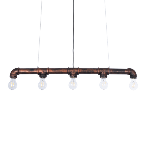 GloboStar® CANAL 01070 Vintage Κρεμαστό Φωτιστικό Ράγα Πολύφωτο 5 x E27 IP20 Χάλκινο Μέταλλο - Μ88 x Π5 x Υ7cm GloboStar® CANAL 01070 Vintage Κρεμαστό Φωτιστικό Ράγα Πολύφωτο 5 x E27 IP20 Χάλκινο Μέταλλο - Μ88 x Π5 x Υ7cm