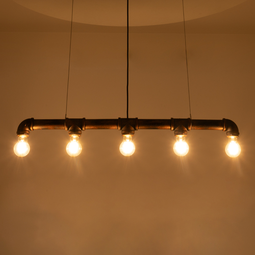 GloboStar® CANAL 01070 Vintage Κρεμαστό Φωτιστικό Ράγα Πολύφωτο 5 x E27 IP20 Χάλκινο Μέταλλο - Μ88 x Π5 x Υ7cm GloboStar® CANAL 01070 Vintage Κρεμαστό Φωτιστικό Ράγα Πολύφωτο 5 x E27 IP20 Χάλκινο Μέταλλο - Μ88 x Π5 x Υ7cm