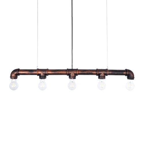 GloboStar® CANAL 01070 Vintage Κρεμαστό Φωτιστικό Ράγα Πολύφωτο 5 x E27 IP20 Χάλκινο Μέταλλο - Μ88 x Π5 x Υ7cm GloboStar® CANAL 01070 Vintage Κρεμαστό Φωτιστικό Ράγα Πολύφωτο 5 x E27 IP20 Χάλκινο Μέταλλο - Μ88 x Π5 x Υ7cm