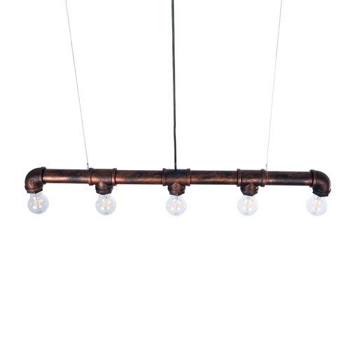 GloboStar® CANAL 01070 Vintage Κρεμαστό Φωτιστικό Ράγα Πολύφωτο 5 x E27 IP20 Χάλκινο Μέταλλο - Μ88 x Π5 x Υ7cm GloboStar® CANAL 01070 Vintage Κρεμαστό Φωτιστικό Ράγα Πολύφωτο 5 x E27 IP20 Χάλκινο Μέταλλο - Μ88 x Π5 x Υ7cm