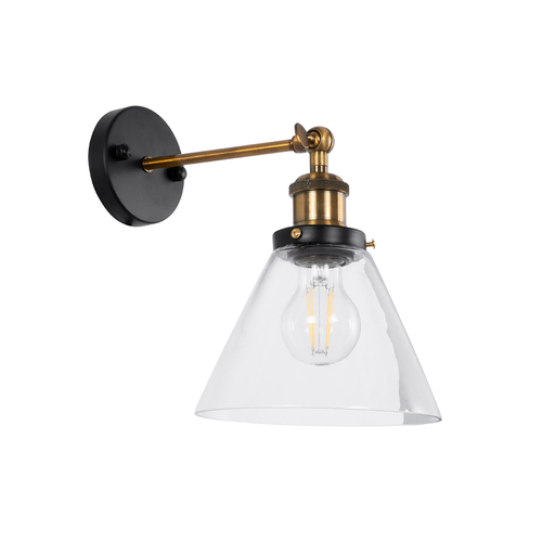 Globostar® LYDIA 01074 Vintage Επιτοίχιο Φωτιστικό Απλίκα Μονόφωτο 1 x E27 IP20 Μαύρο & Χρυσό Μέταλλο με Διάφανο Γυαλί - Μ18 x Π28 x Υ25cm Globostar® LYDIA 01074 Vintage Επιτοίχιο Φωτιστικό Απλίκα Μονόφωτο 1 x E27 IP20 Μαύρο & Χρυσό Μέταλλο με Διάφανο Γυαλί - Μ18 x Π28 x Υ25cm