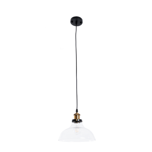 GloboStar® BINGLEY 01075 Vintage Κρεμαστό Φωτιστικό Καμπάνα Μονόφωτο 1 x E27 IP20 Διάφανο Γυαλί με Χρυσό Μέταλλο - Μ24.5 x Π24.5 x Υ15cm